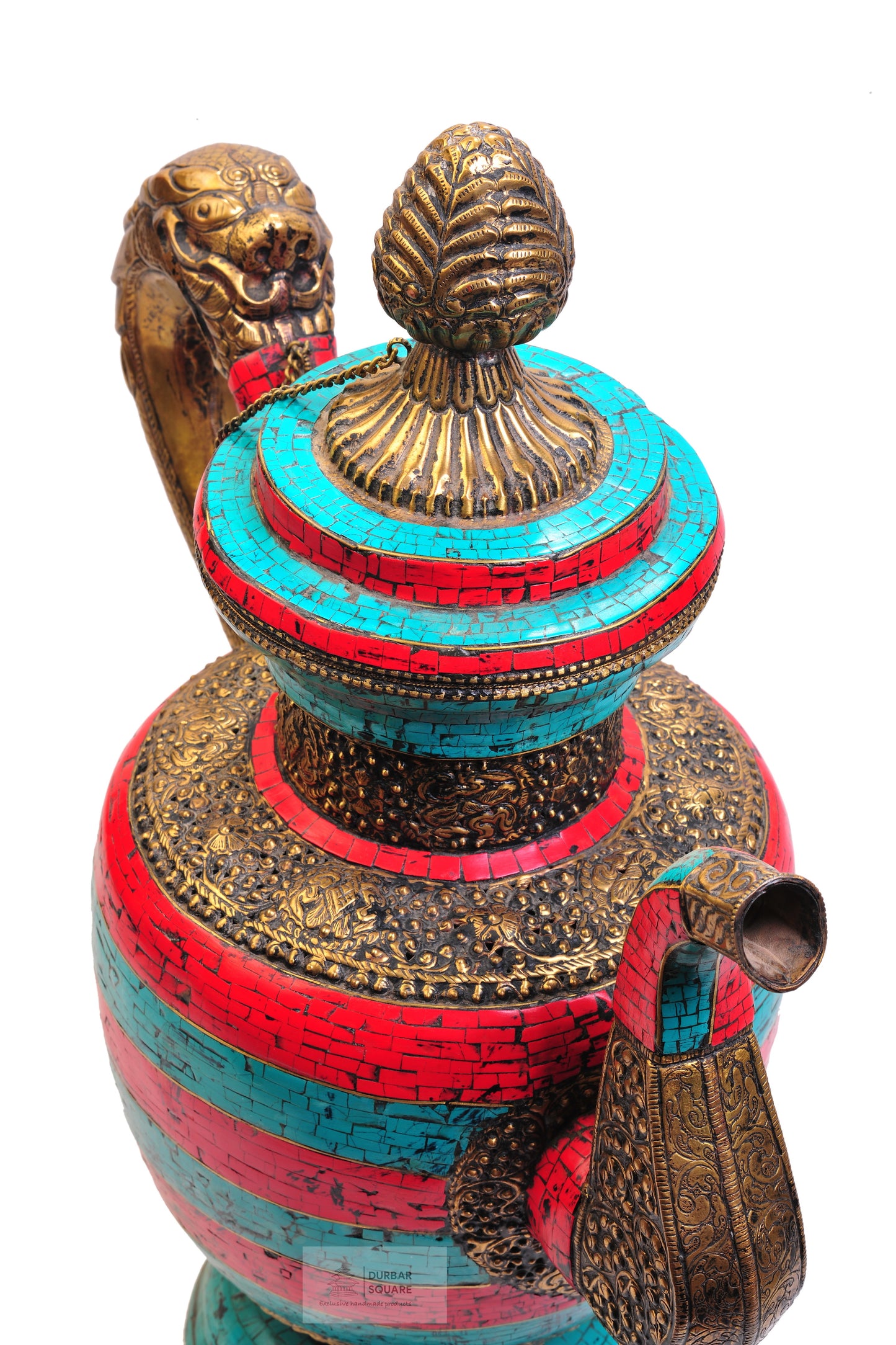 Turquoise Coral Tea Pot