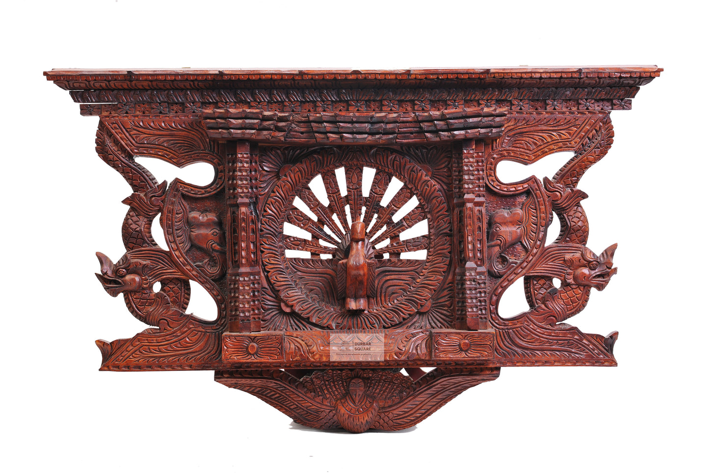 Carved Peacock Wooden Window