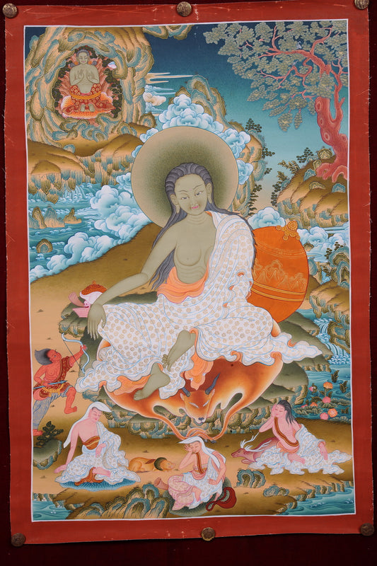 Embrace Tranquility: Exquisite White Tara Thangka (65x42 cm)
