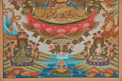 Manjushree Thangka with Aparamita, White and Green Tara