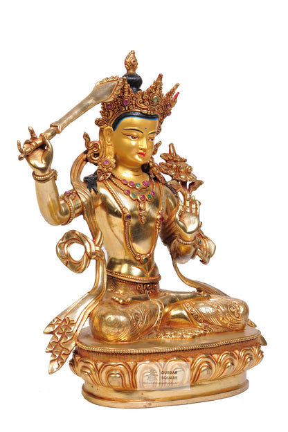 Gold plated Manjushree Statue