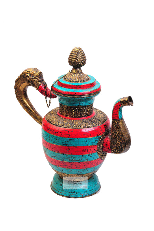 Turquoise Coral Tea Pot