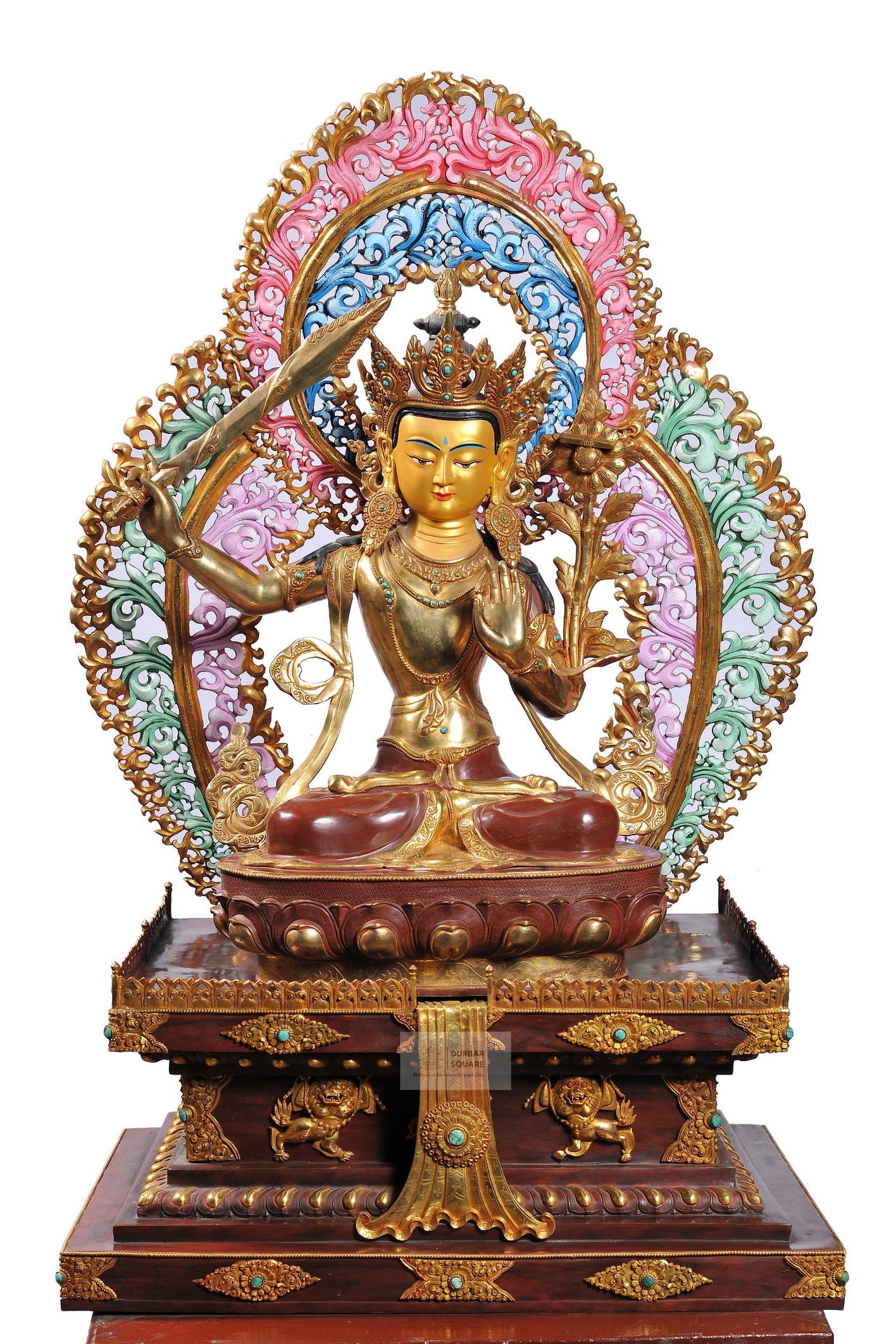 Gold plated Manjushree Statue (with Base)