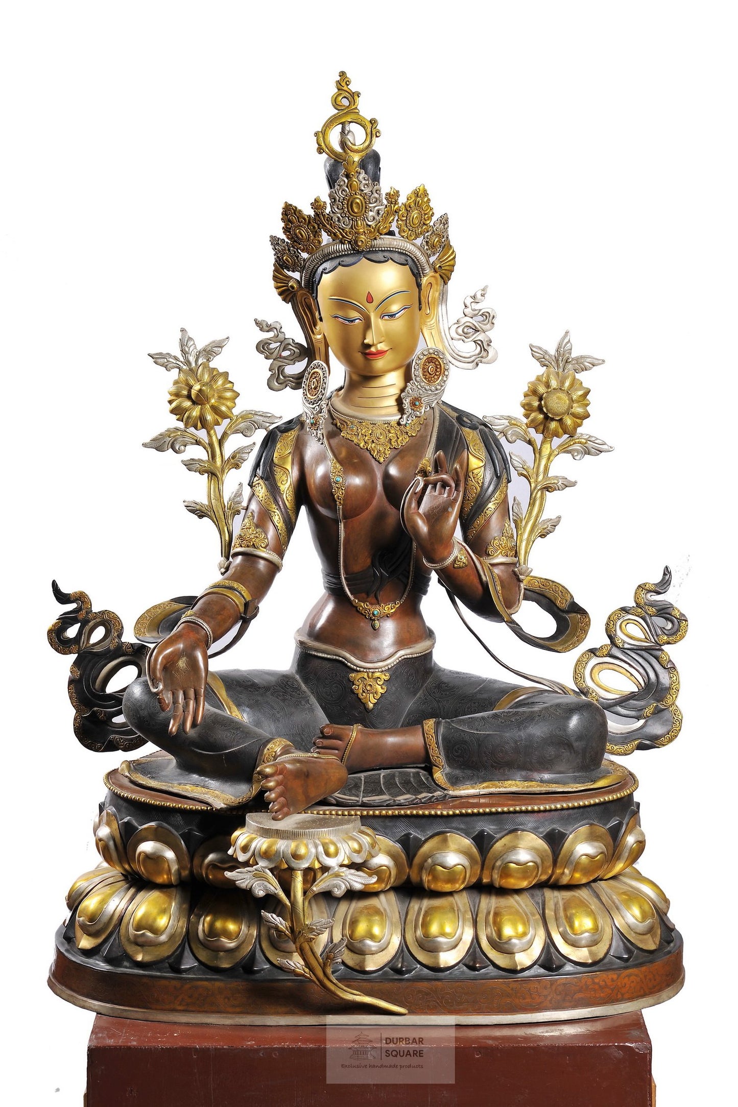 Gold and Silver plated Green Tara Statue