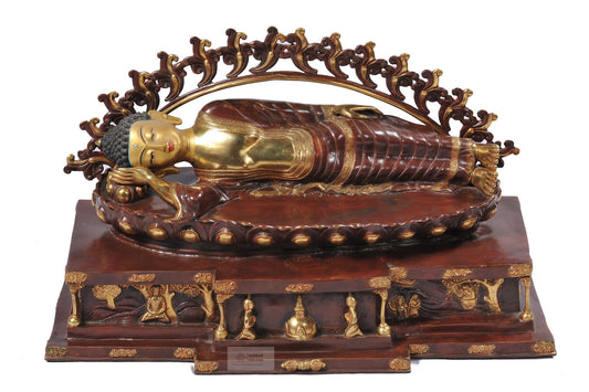 Gold plated Nirvana Buddha Statue