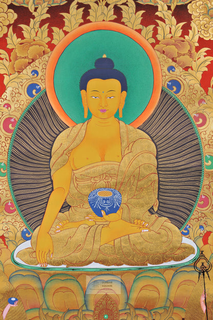 Shakyamuni Buddha Thangka with 5 Buddhas