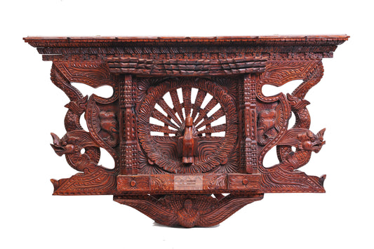 Carved Peacock Wooden Window