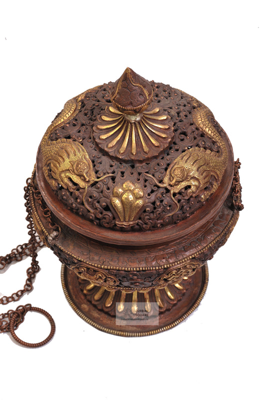 Gold plated Hanging Incence Pot